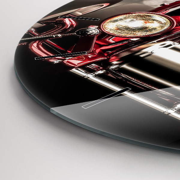 Kulaté skleněné hodiny s fotkou Staré historické auto