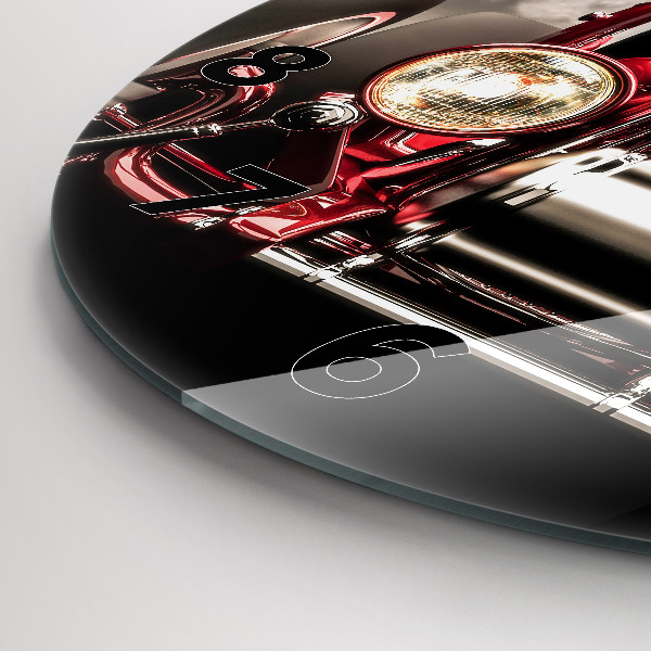 Kulaté skleněné hodiny s fotkou Staré historické auto