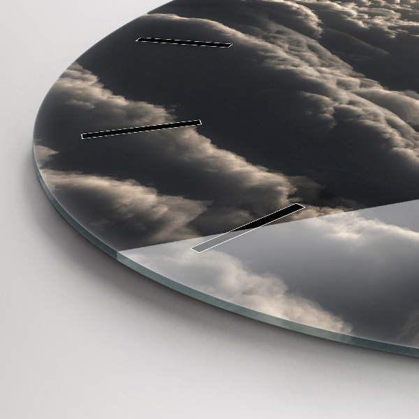 Kulaté skleněné hodiny s fotkou Balón na obloze