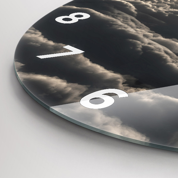 Kulaté skleněné hodiny s fotkou Balón na obloze