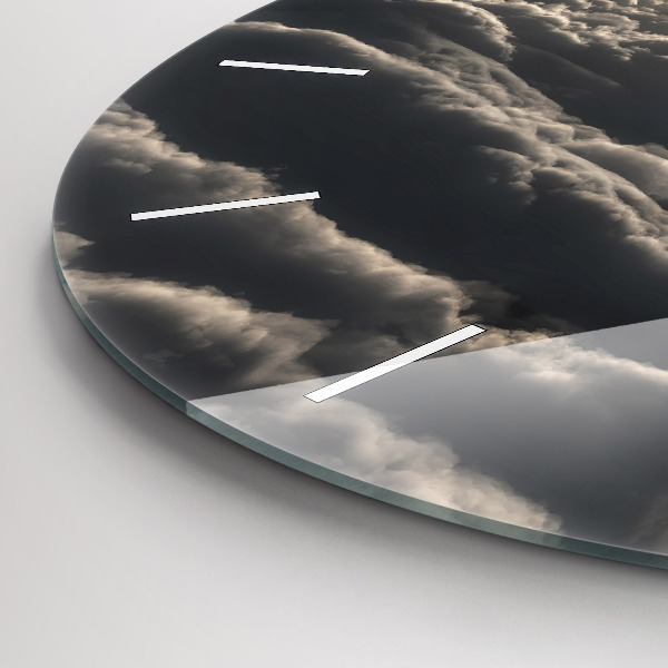 Kulaté skleněné hodiny s fotkou Balón na obloze