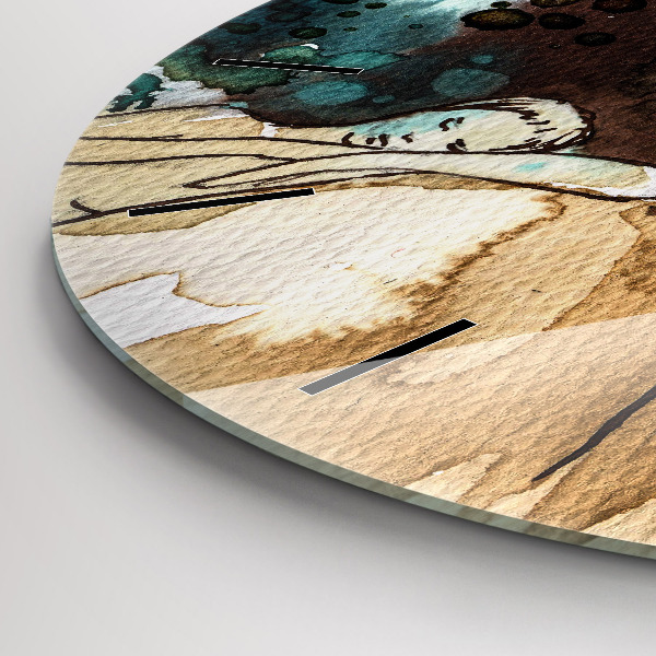 Kulaté skleněné hodiny s fotkou Abstrakce Žena