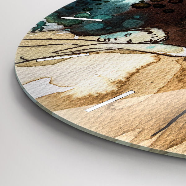 Kulaté skleněné hodiny s fotkou Abstrakce Žena