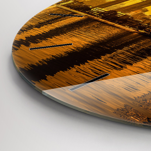 Kulaté skleněné hodiny s fotkou Řeka Ču-ťiang