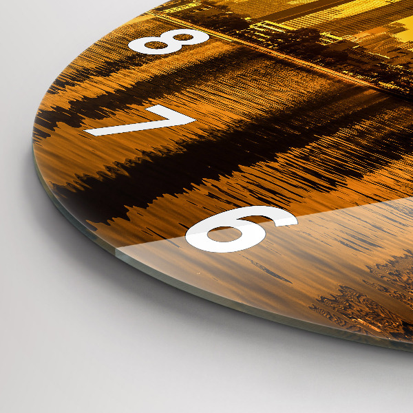 Kulaté skleněné hodiny s fotkou Řeka Ču-ťiang