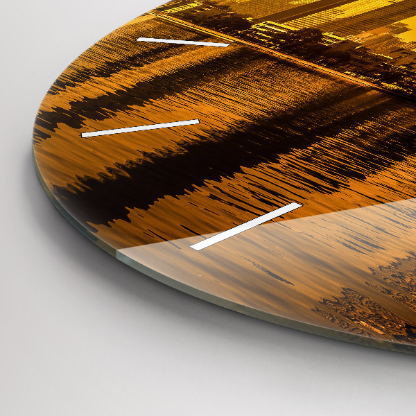 Kulaté skleněné hodiny s fotkou Řeka Ču-ťiang