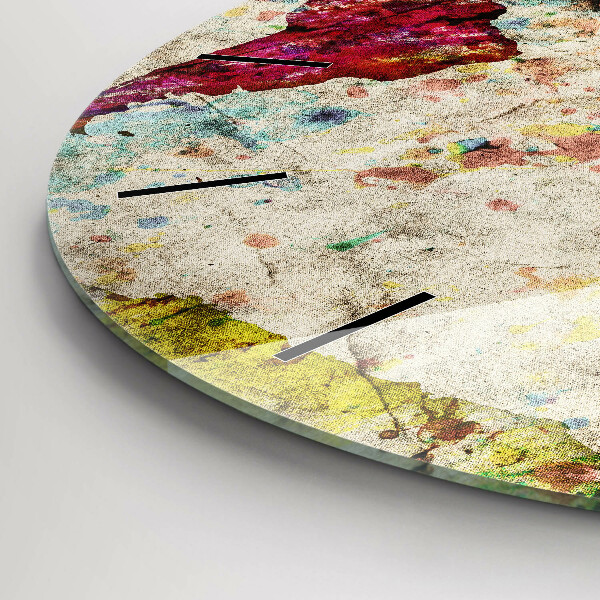 Kulaté skleněné hodiny s fotkou Barevná mapa světa