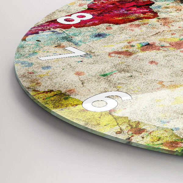 Kulaté skleněné hodiny s fotkou Barevná mapa světa