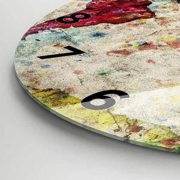 Kulaté skleněné hodiny s fotkou Barevná mapa světa