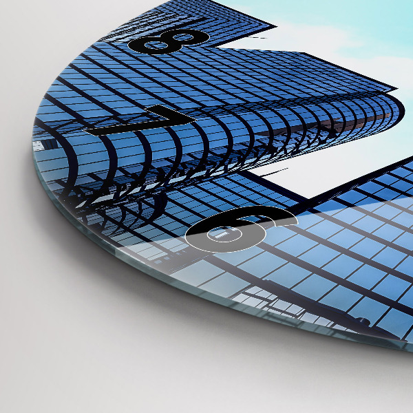 Kulaté skleněné hodiny s fotkou Letadlo nad budovami