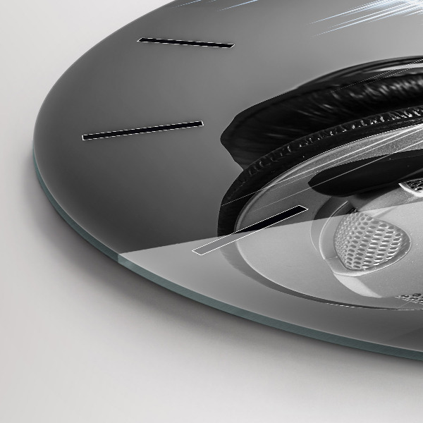 Kulaté skleněné hodiny s fotkou Mikrofon a sluchátka