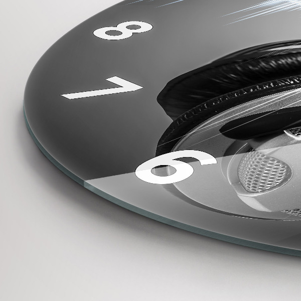 Kulaté skleněné hodiny s fotkou Mikrofon a sluchátka