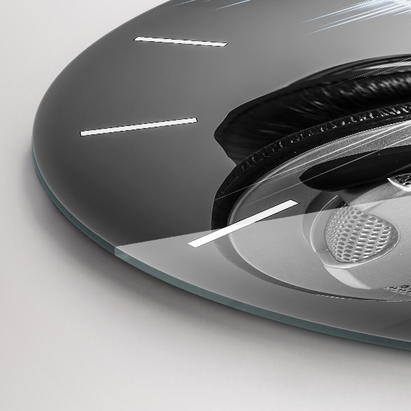 Kulaté skleněné hodiny s fotkou Mikrofon a sluchátka