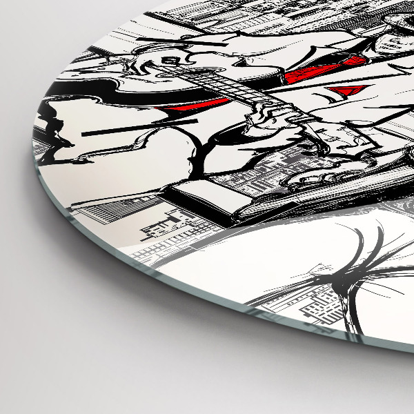 Kulaté skleněné hodiny s fotkou Jazz v New Yorku