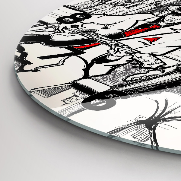 Kulaté skleněné hodiny s fotkou Jazz v New Yorku