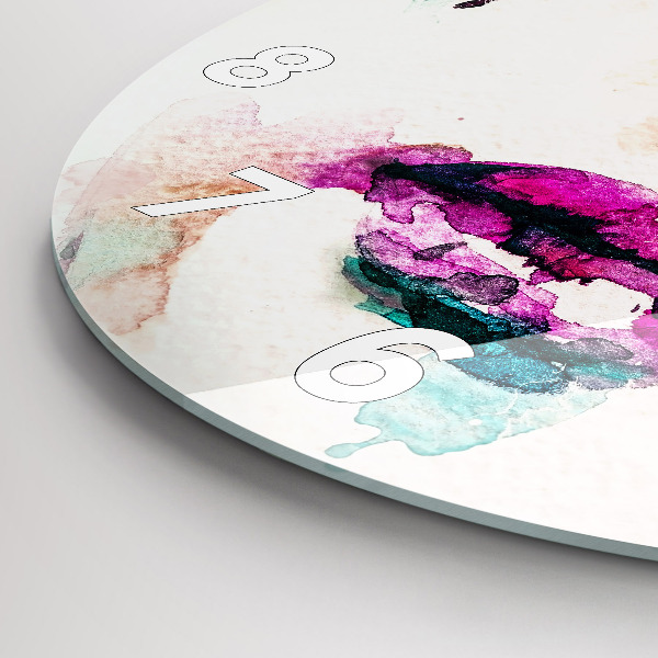 Kulaté skleněné hodiny s fotkou Abstraktní tvář ženy