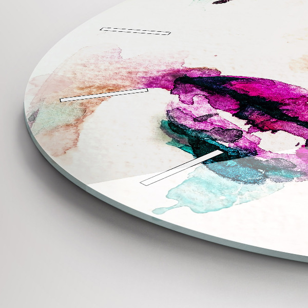 Kulaté skleněné hodiny s fotkou Abstraktní tvář ženy