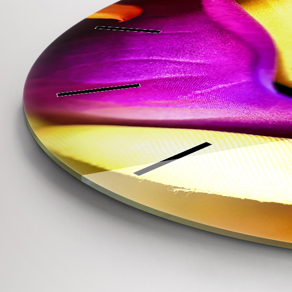 Kulaté skleněné hodiny s fotkou Duhová růže