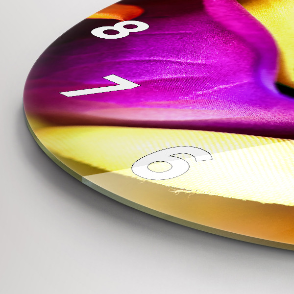 Kulaté skleněné hodiny s fotkou Duhová růže