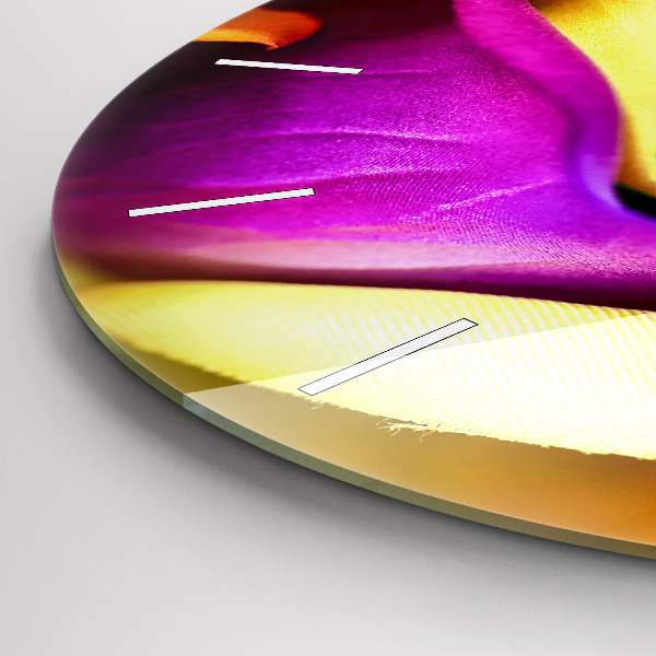 Kulaté skleněné hodiny s fotkou Duhová růže