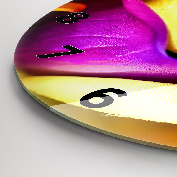 Kulaté skleněné hodiny s fotkou Duhová růže