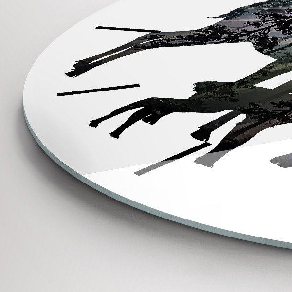 Kulaté skleněné hodiny s fotkou Jelení rodina