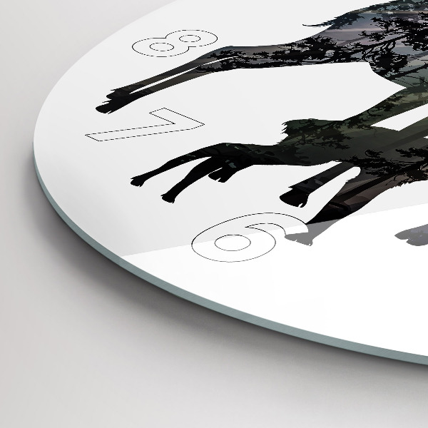 Kulaté skleněné hodiny s fotkou Jelení rodina