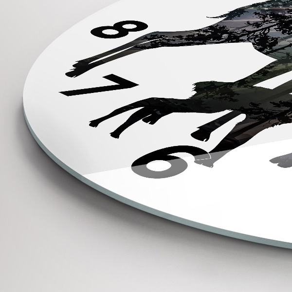 Kulaté skleněné hodiny s fotkou Jelení rodina