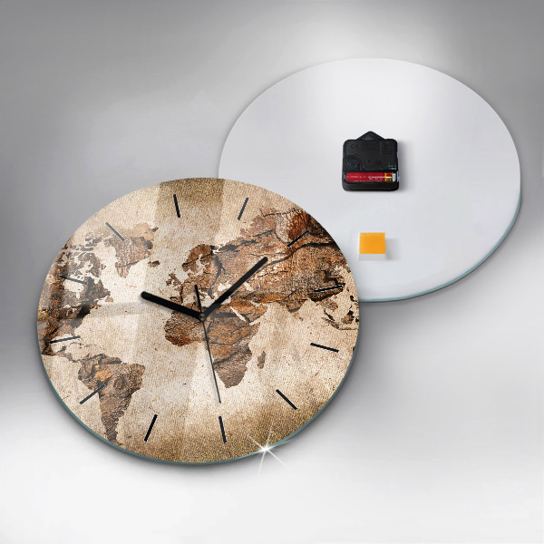 Kulaté skleněné hodiny s fotkou Starožitná mapa světa
