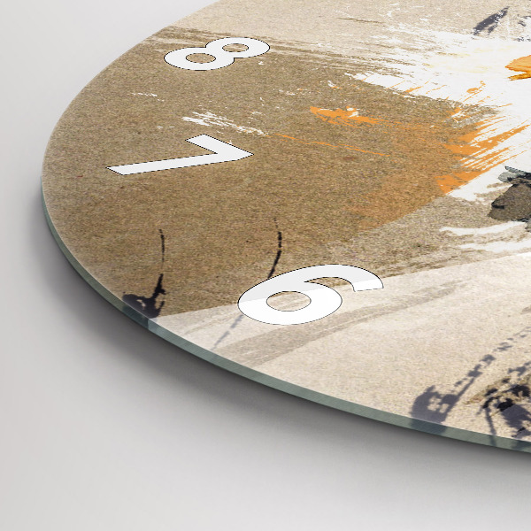 Kulaté skleněné hodiny s fotkou Abstraktní portrét ženy