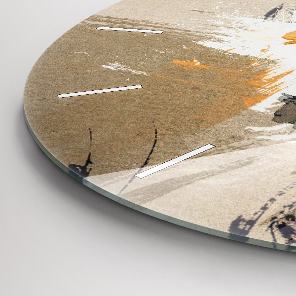 Kulaté skleněné hodiny s fotkou Abstraktní portrét ženy