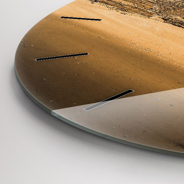 Kulaté skleněné hodiny s fotkou Pyramidy a západ slunce