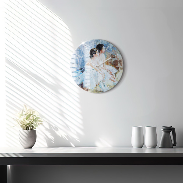 Kulaté skleněné hodiny s fotkou Mladé baletky