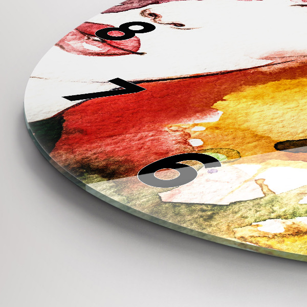 Kulaté skleněné hodiny s fotkou Barevný portrét ženy