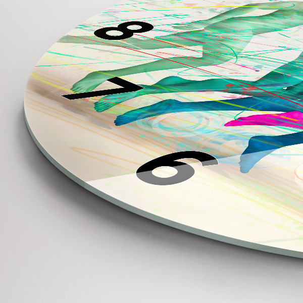 Kulaté skleněné hodiny s fotkou Barevní lidé