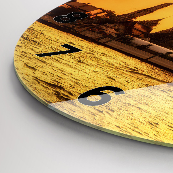 Kulaté skleněné hodiny s fotkou Wat arun Bangkok Thajsko