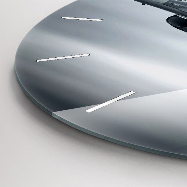 Kulaté skleněné hodiny s fotkou Vojenské letadlo