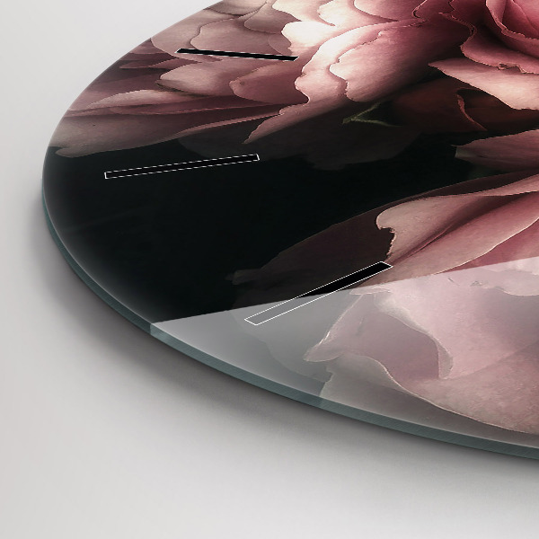 Kulaté skleněné hodiny s fotkou Kytice růžových růží