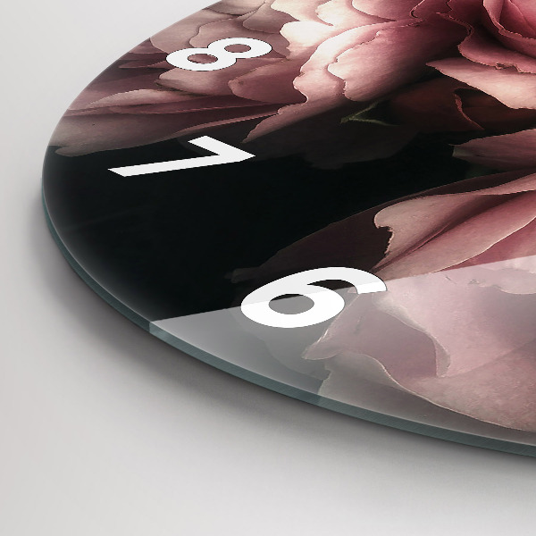 Kulaté skleněné hodiny s fotkou Kytice růžových růží