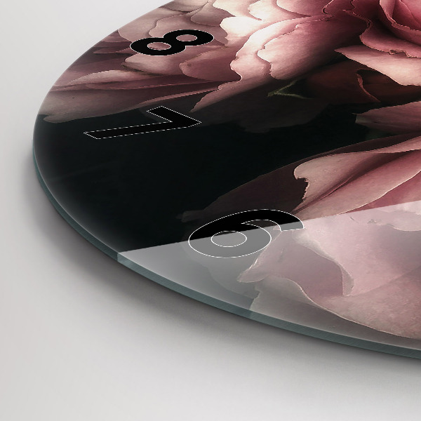 Kulaté skleněné hodiny s fotkou Kytice růžových růží