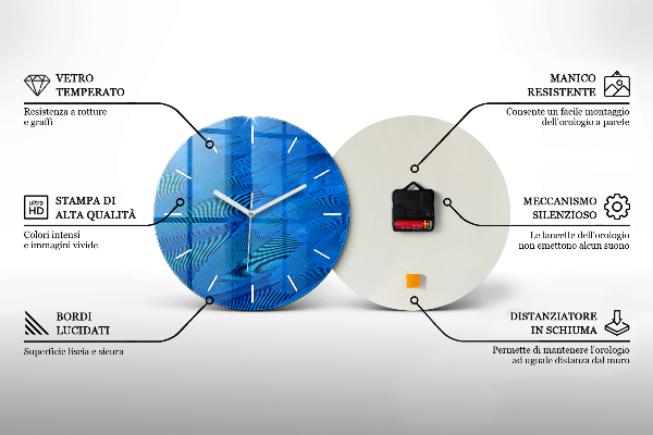 Kulaté skleněné hodiny s fotkou Barevný kohout