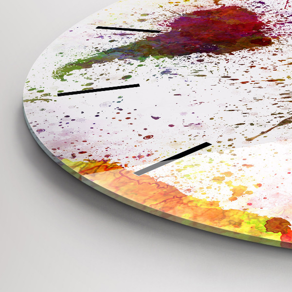 Kulaté skleněné hodiny s fotkou Akvarelová mapa světa