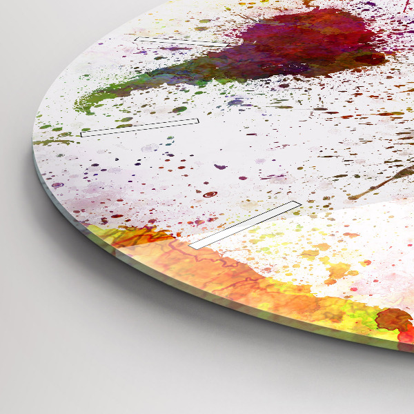 Kulaté skleněné hodiny s fotkou Akvarelová mapa světa