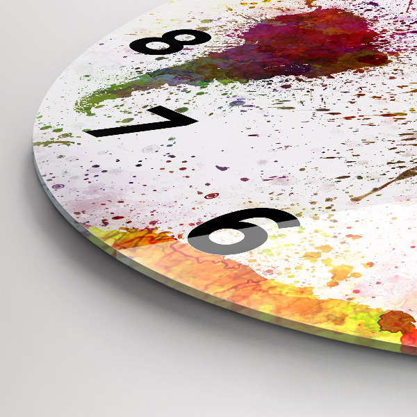 Kulaté skleněné hodiny s fotkou Akvarelová mapa světa