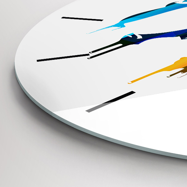 Kulaté skleněné hodiny s fotkou Barevný malovaný slon