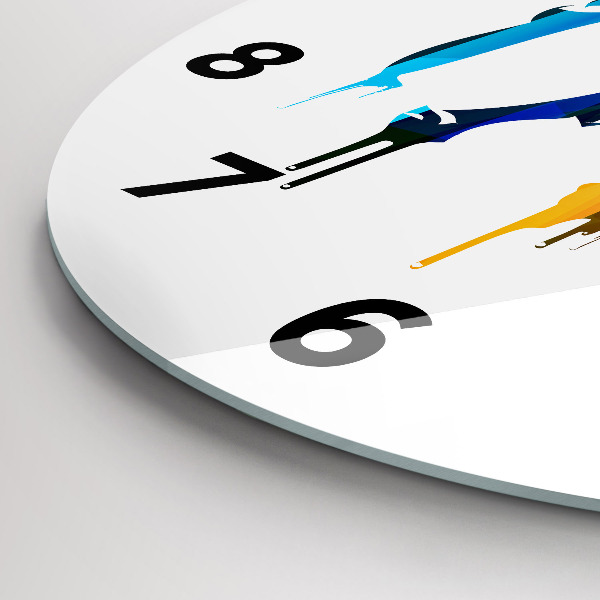 Kulaté skleněné hodiny s fotkou Barevný malovaný slon