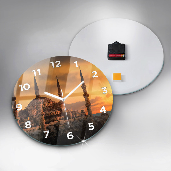 Kulaté skleněné hodiny s fotkou Istanbulská mešita