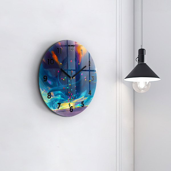 Kulaté skleněné hodiny s fotkou Dítě a balónky