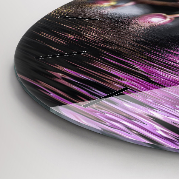 Kulaté skleněné hodiny s fotkou Květ orchideje na vodě