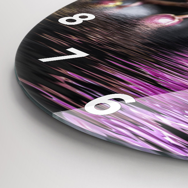 Kulaté skleněné hodiny s fotkou Květ orchideje na vodě